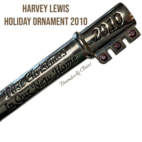Harvey Lewis Holiday Ornament Our first Home 2010 Silver Key Swarovski ornament - Picture 7 of 15